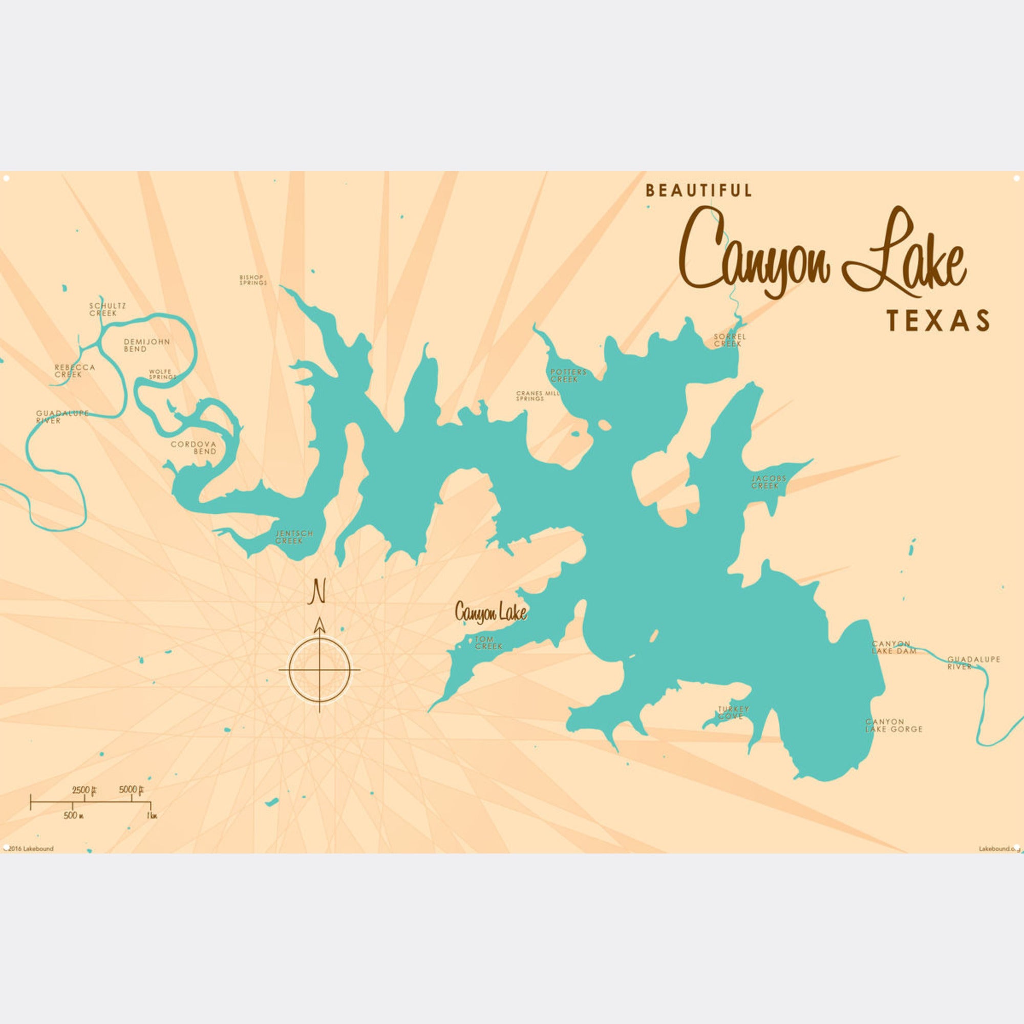 Canyon Lake Texas, Metal Sign Map Art