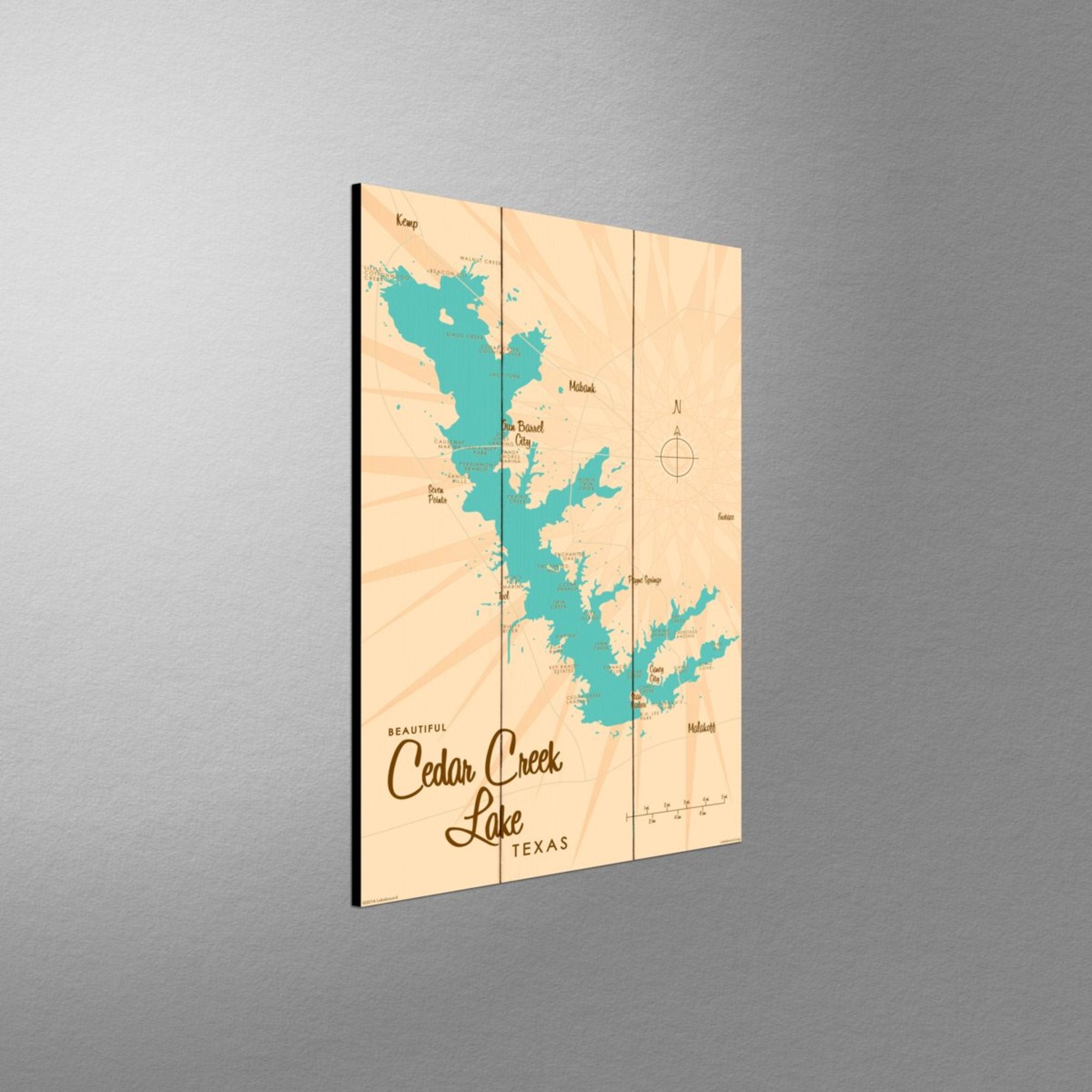 Cedar Creek Lake Texas, Wood Sign Map Art