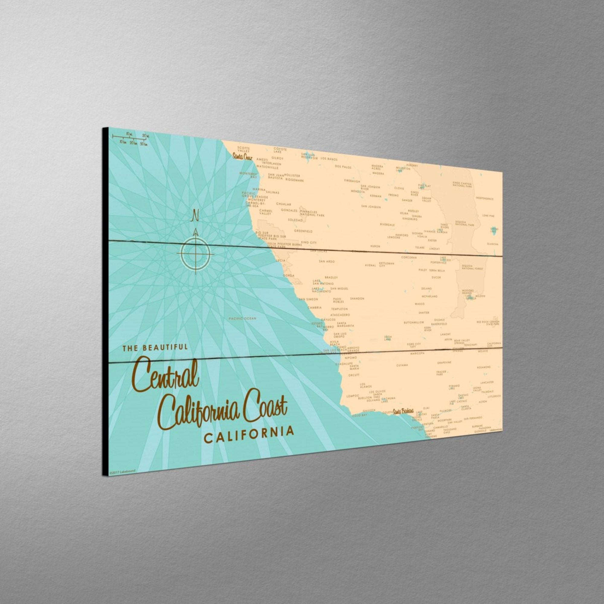 Central CA Coast, Wood Sign Map Art