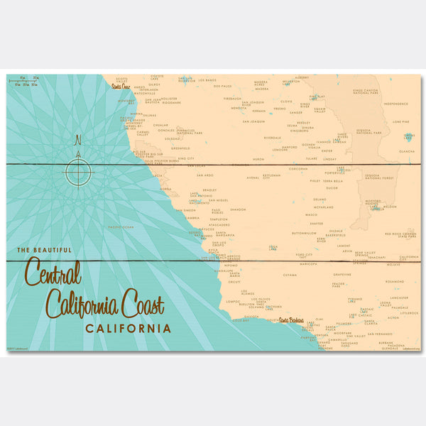 Central CA Coast, Wood Sign Map Art