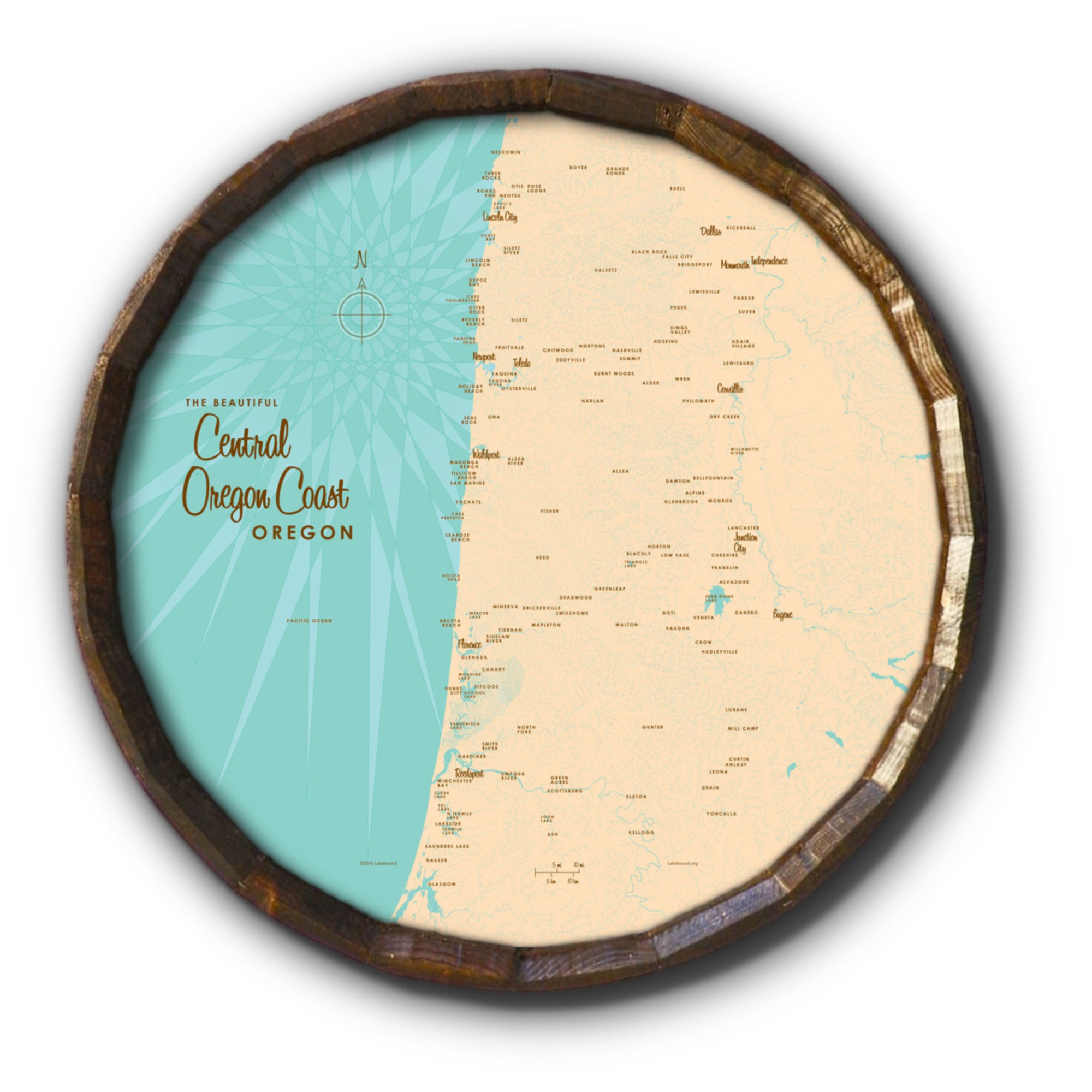 Central Oregon Coast, Barrel End Map Art