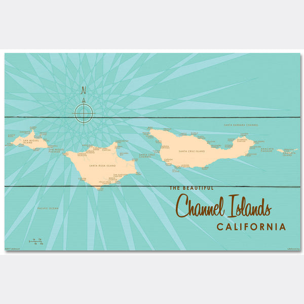 Channel Islands California, Wood Sign Map Art