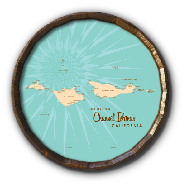 Channel Islands California, Barrel End Map Art