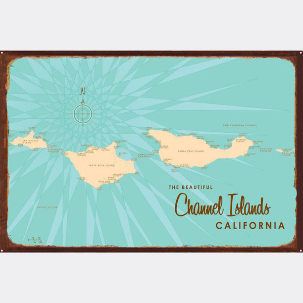 Channel Islands California, Rustic Metal Sign Map Art