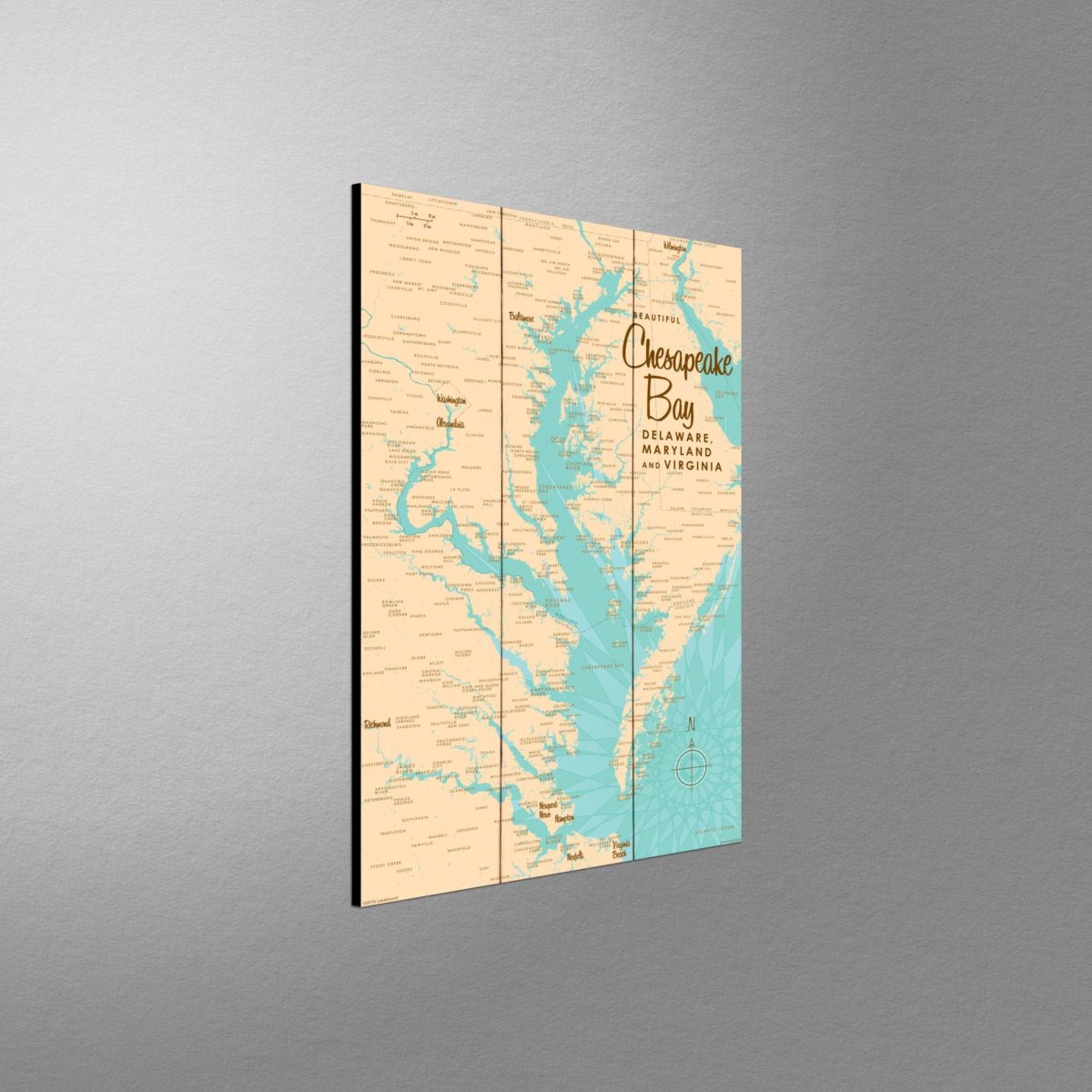 Chesapeake Bay MD Virginia, Wood Sign Map Art