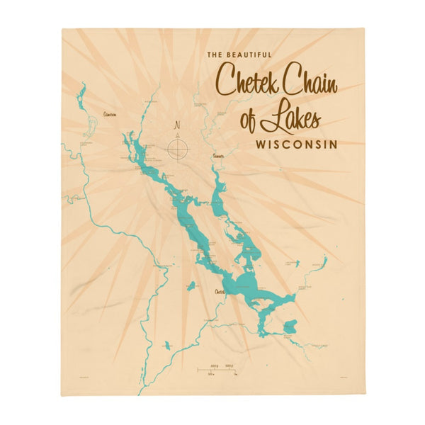 Chetek Chain of Lakes Wisconsin Throw Blanket