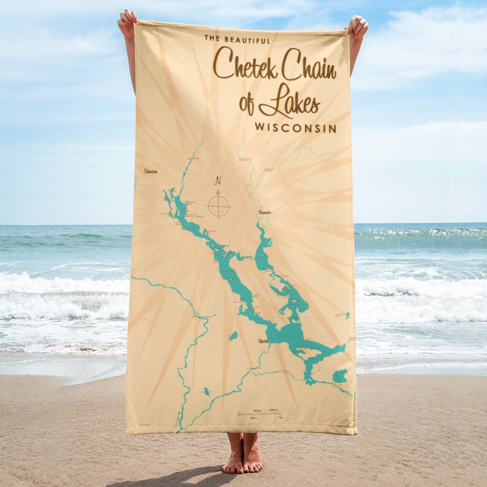 Chetek Chain of Lakes Wisconsin Beach Towel