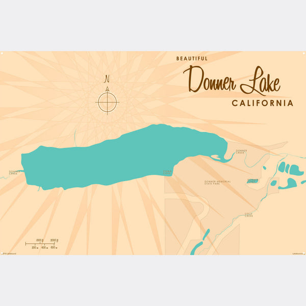 Donner Lake California, Metal Sign Map Art