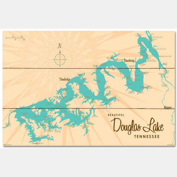 Douglas Lake Tennessee, Wood Sign Map Art