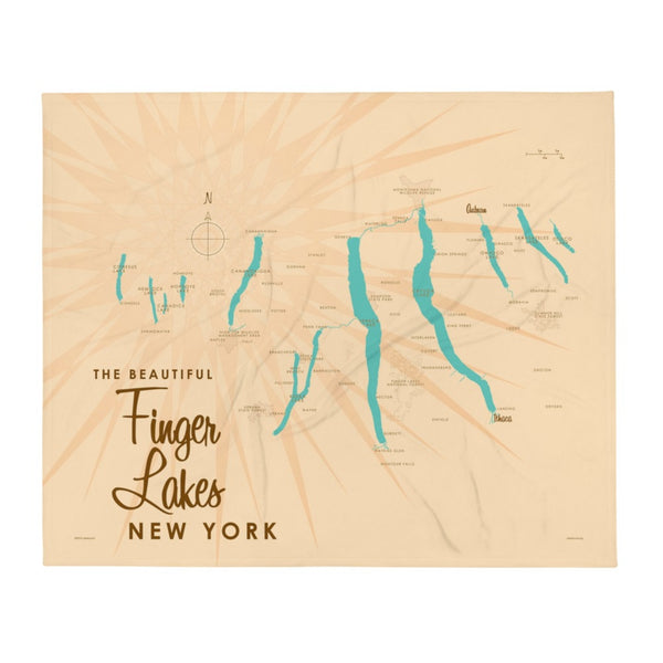 Finger Lakes New York Throw Blanket