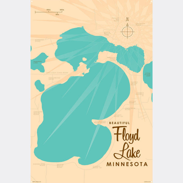 Floyd Lake Minnesota, Metal Sign Map Art