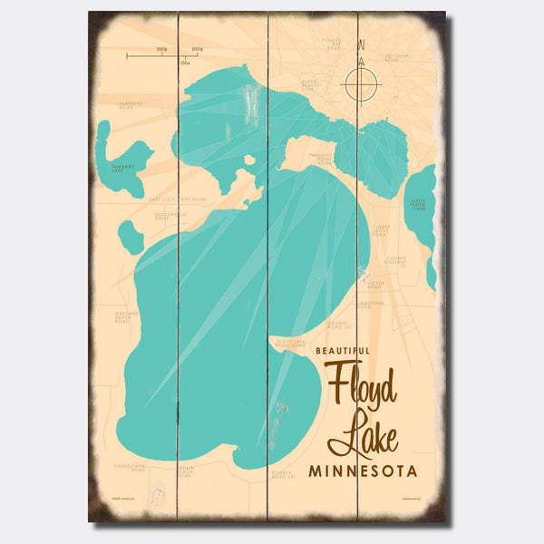Floyd Lake Minnesota, Sign Map Art