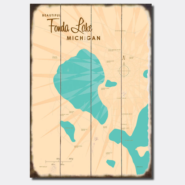Fonda Lake Michigan, Sign Map Art