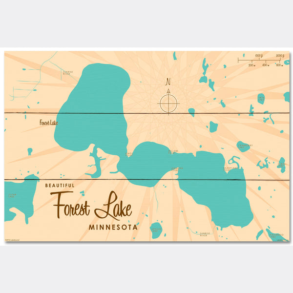 Forest Lake Minnesota, Wood Sign Map Art