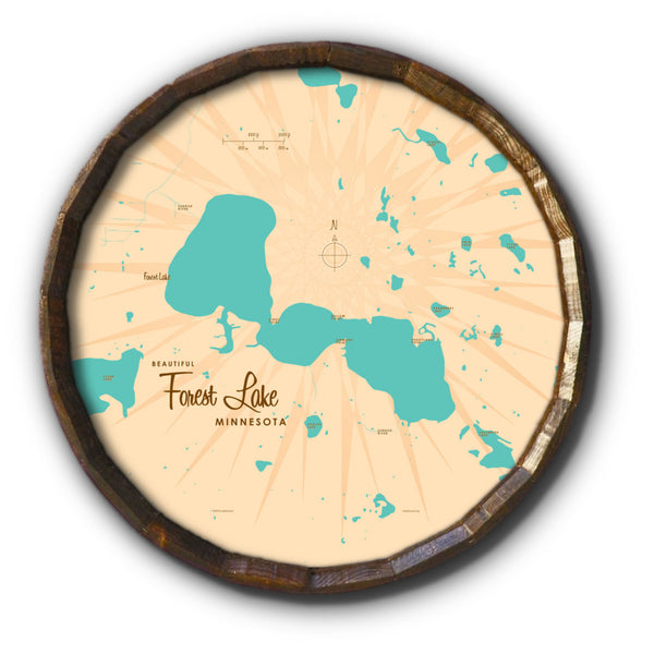 Forest Lake Minnesota, Barrel End Map Art