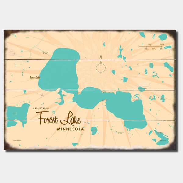 Forest Lake Minnesota, Sign Map Art