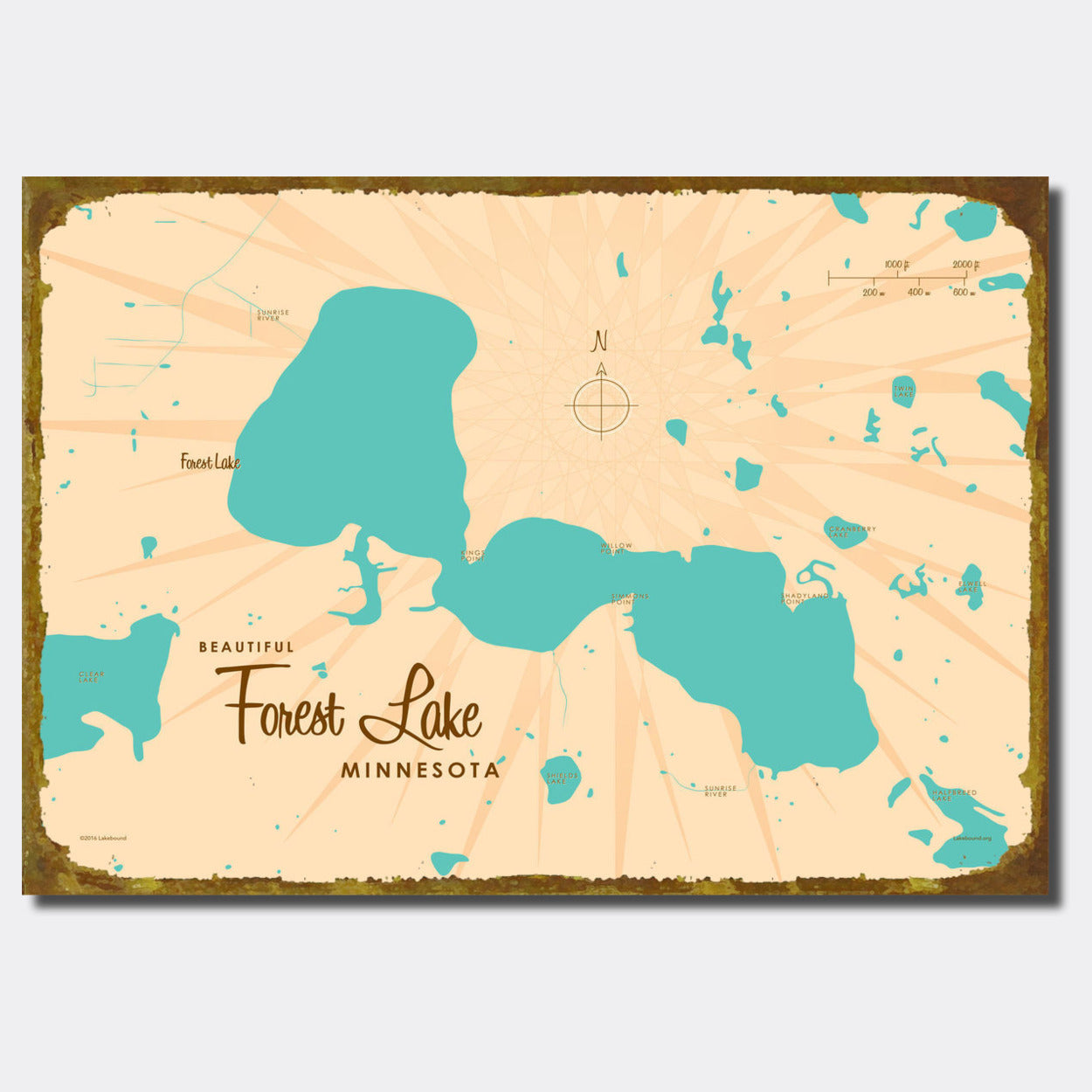 Forest Lake Minnesota, Sign Map Art