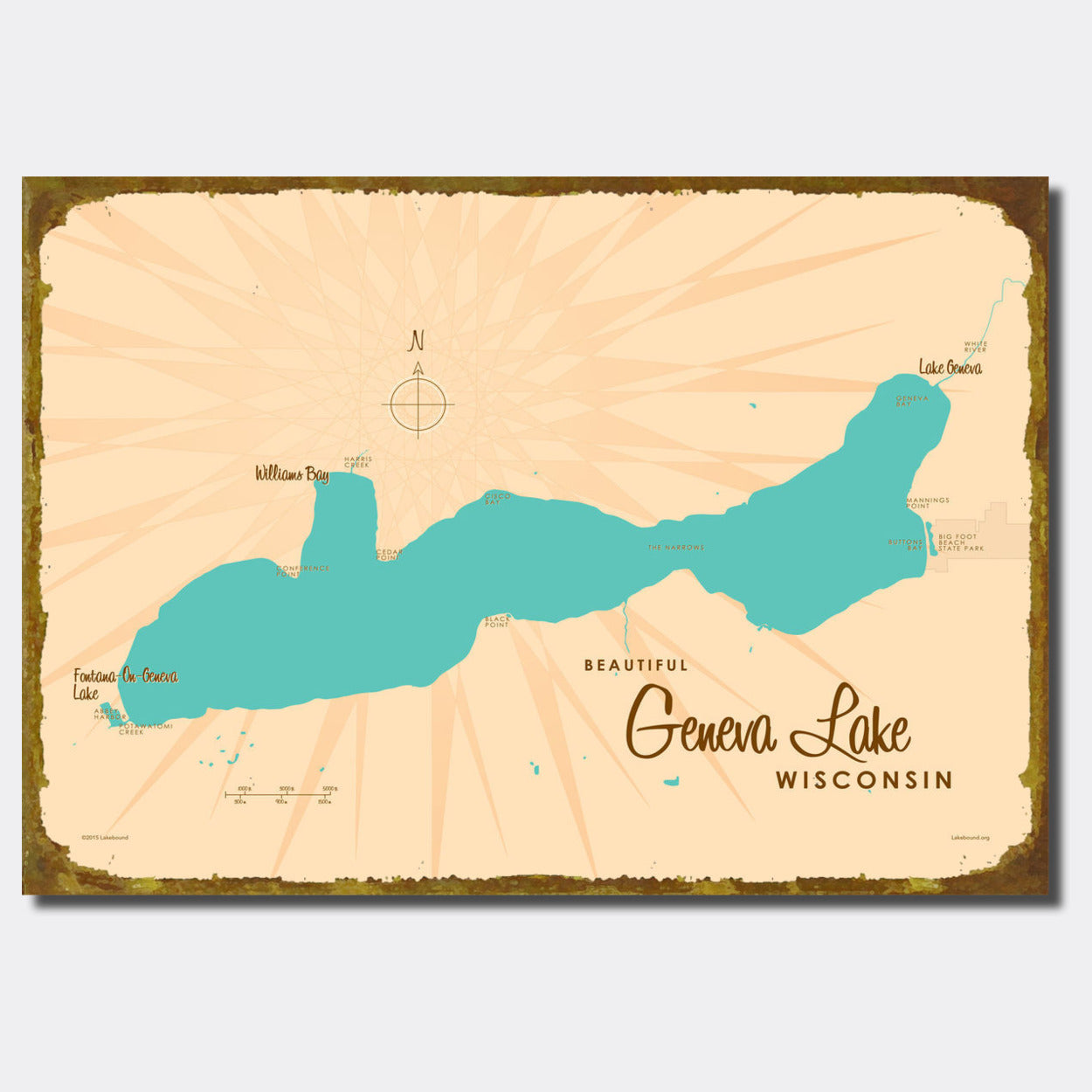 Geneva Lake Wisconsin, Sign Map Art