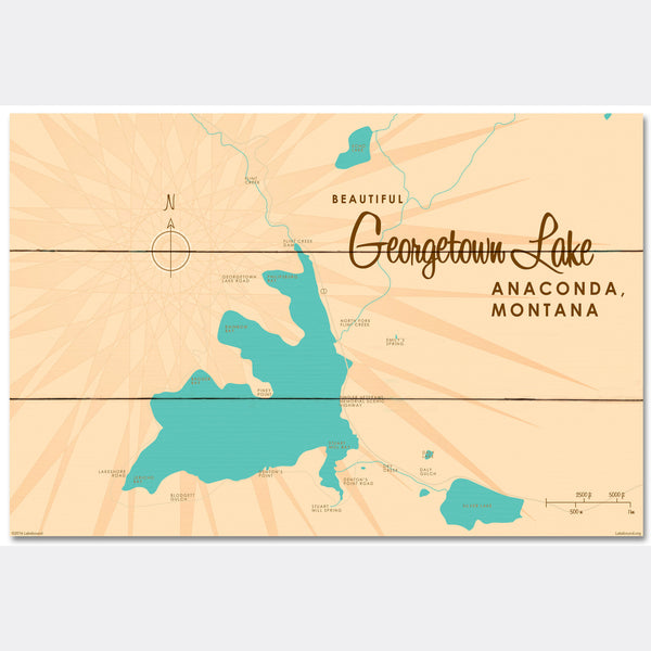 Georgetown Lake Montana, Wood Sign Map Art