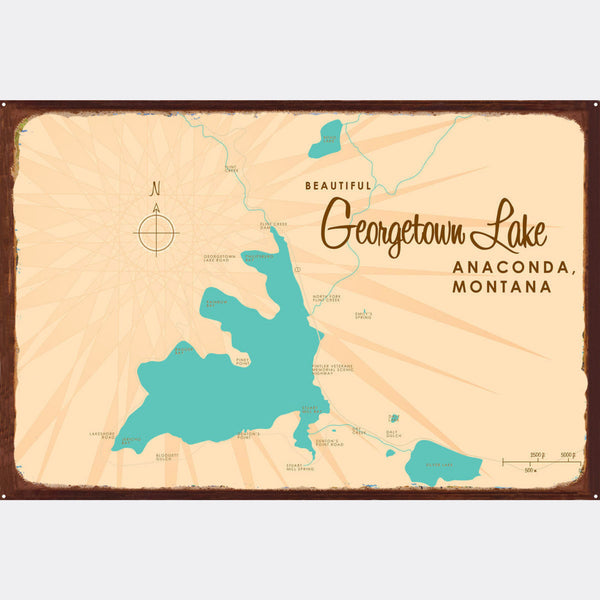 Georgetown Lake Montana, Rustic Metal Sign Map Art