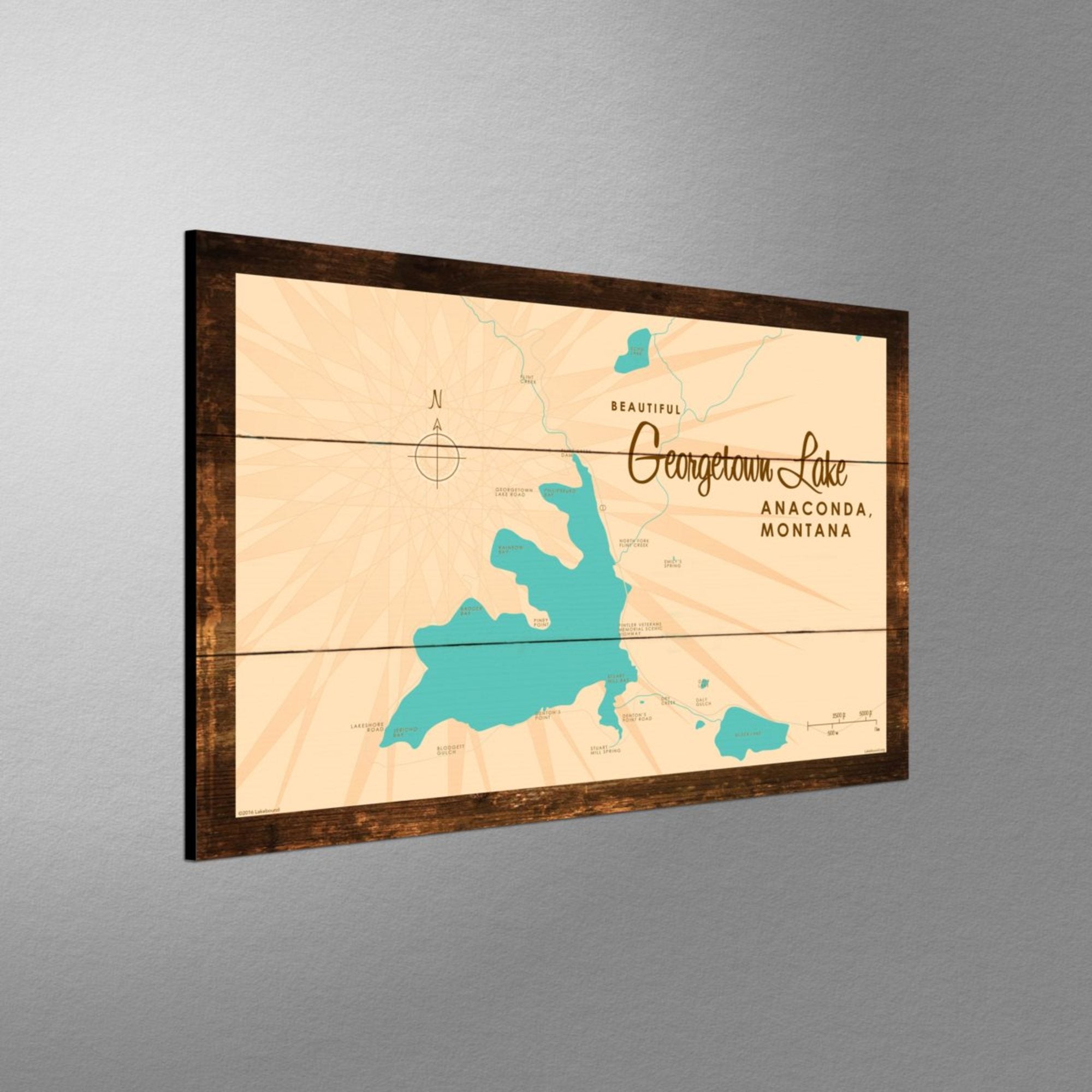 Georgetown Lake Montana, Rustic Wood Sign Map Art