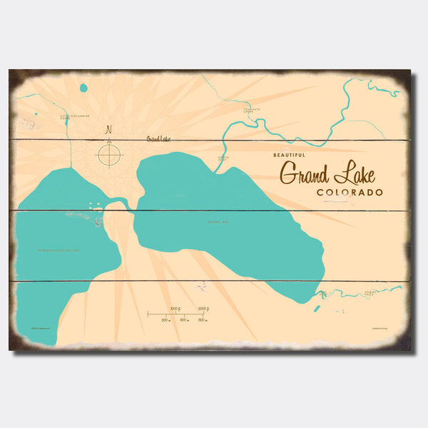 Grand Lake Colorado, Sign Map Art