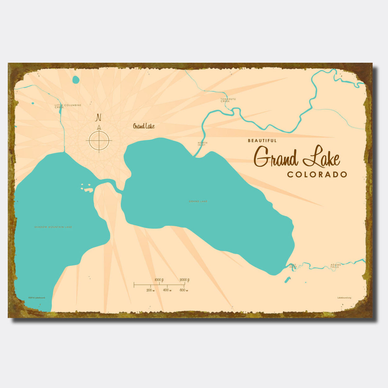 Grand Lake Colorado, Sign Map Art