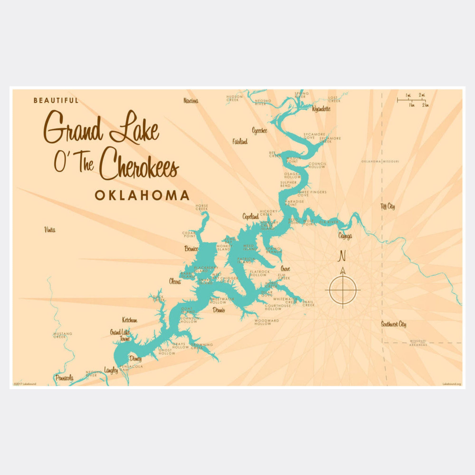 Grand Lake O' The Cherokees Oklahoma, Paper Print