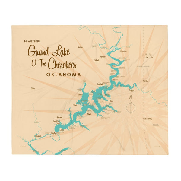 Grand Lake O' The Cherokees Oklahoma Throw Blanket