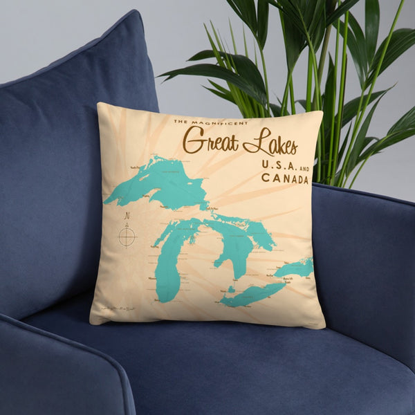 Great Lakes USA Canada Pillow