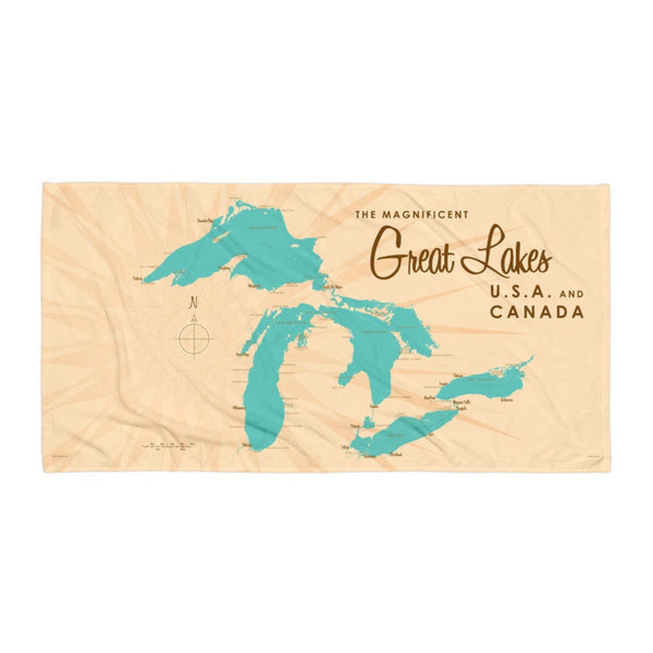 Great Lakes USA Canada Beach Towel