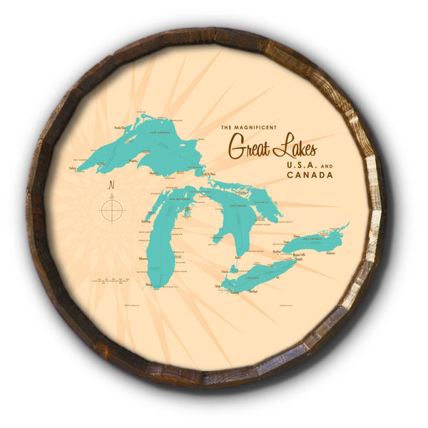 Great Lakes, Barrel End Map Art