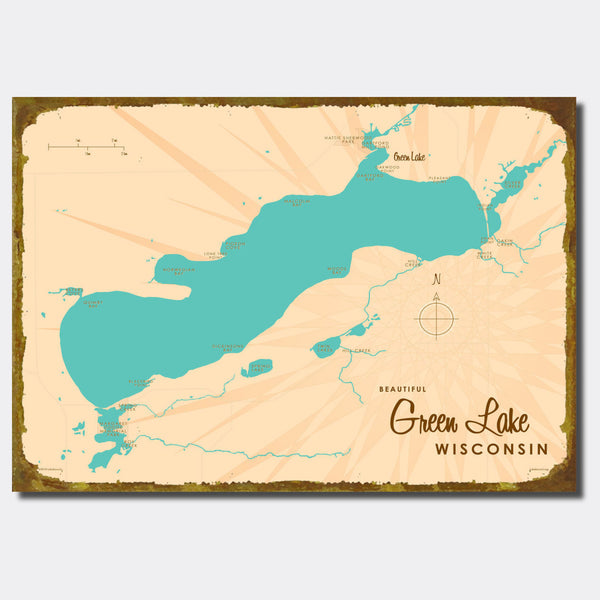 Green Lake Wisconsin, Sign Map Art