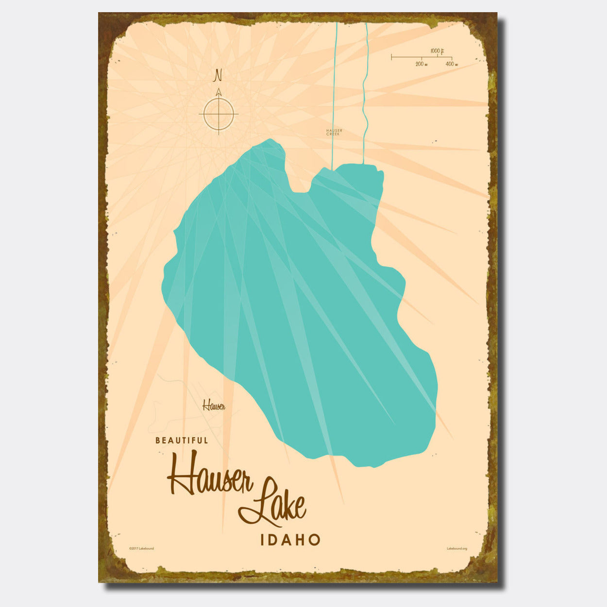Hauser Lake Idaho, Sign Map Art