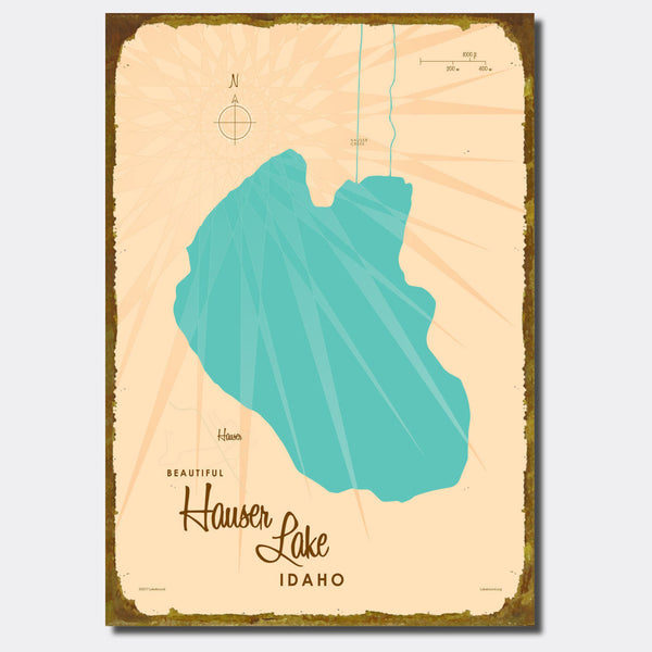 Hauser Lake Idaho, Sign Map Art
