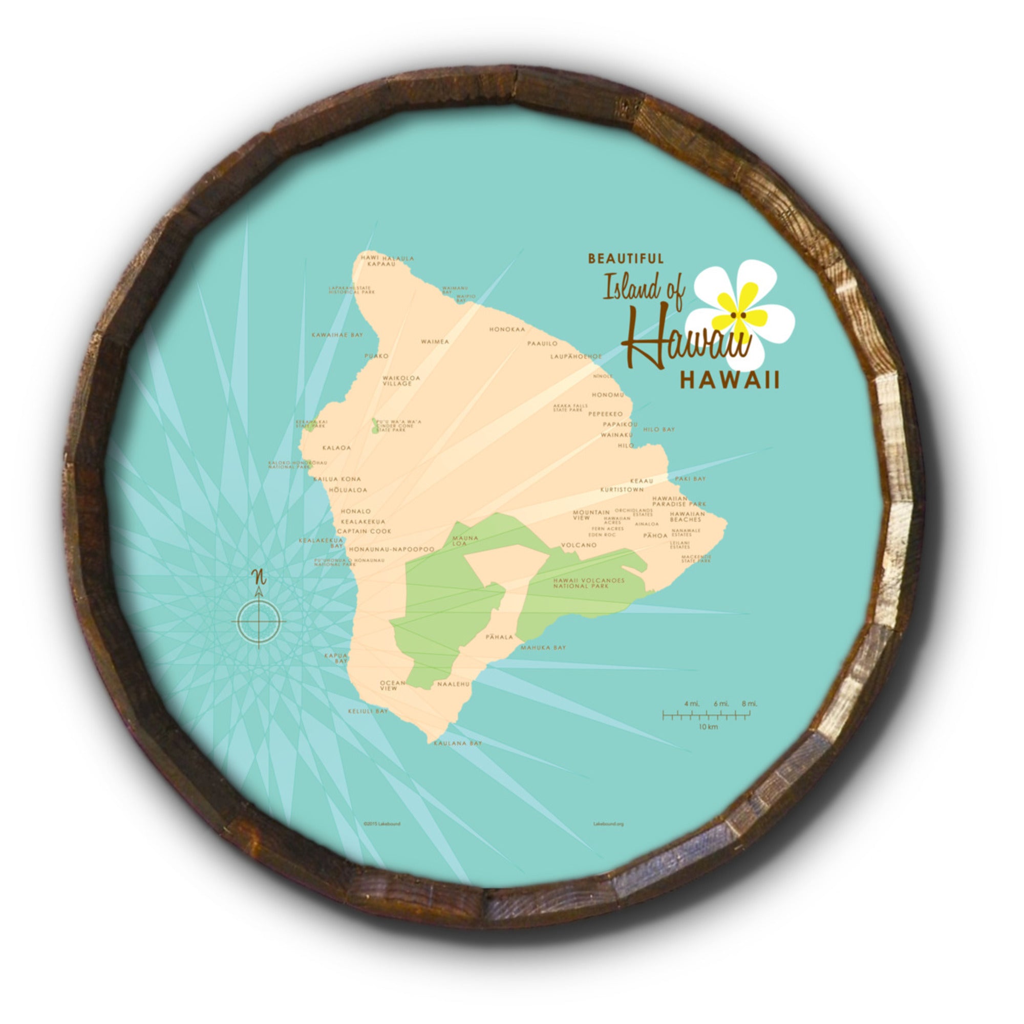 Hawaii, Barrel End Map Art