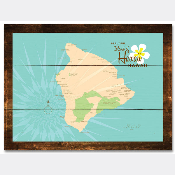 Hawaii, Rustic Wood Sign Map Art