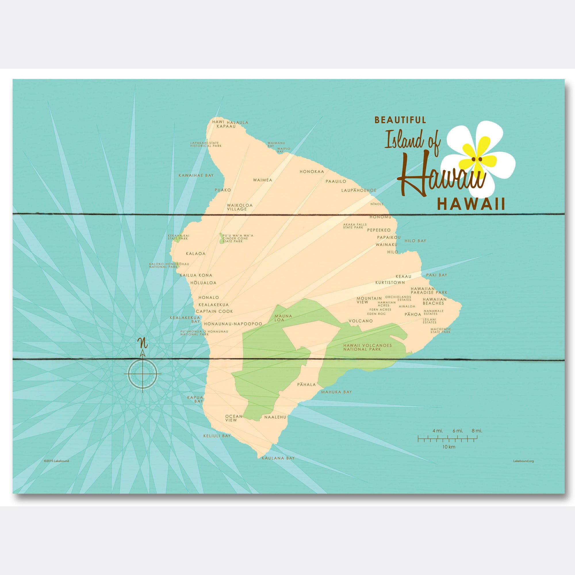 Hawaii, Wood Sign Map Art