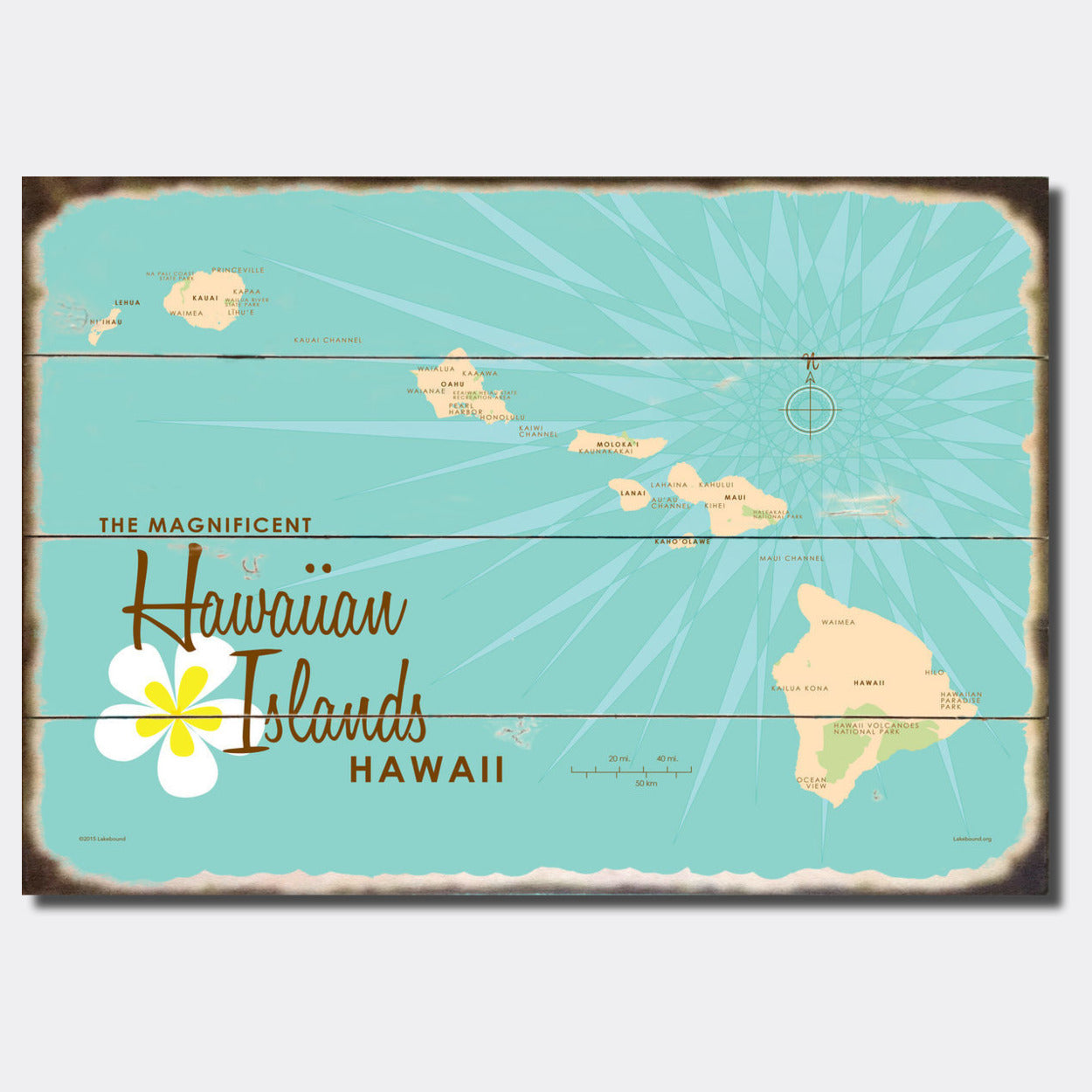 Hawaiian Islands, Sign Map Art