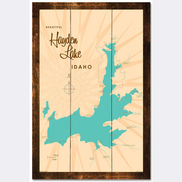 Hayden, Rustic Wood Sign Map Art