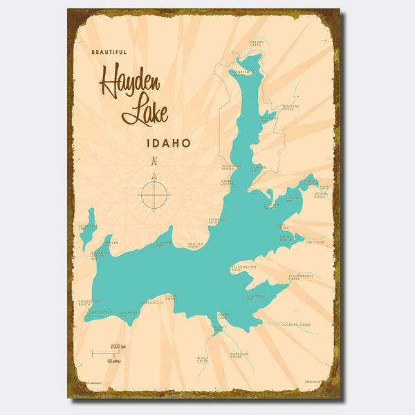 Hayden Lake Idaho, Sign Map Art