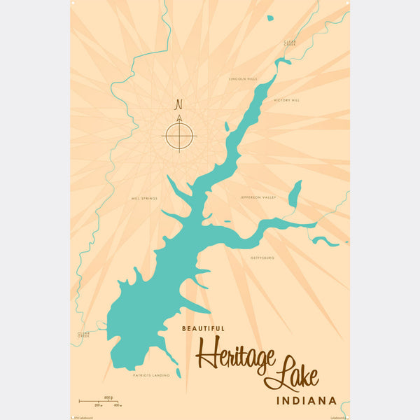 Heritage Lake Indiana, Metal Sign Map Art