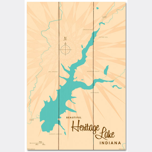 Heritage Lake Indiana, Wood Sign Map Art