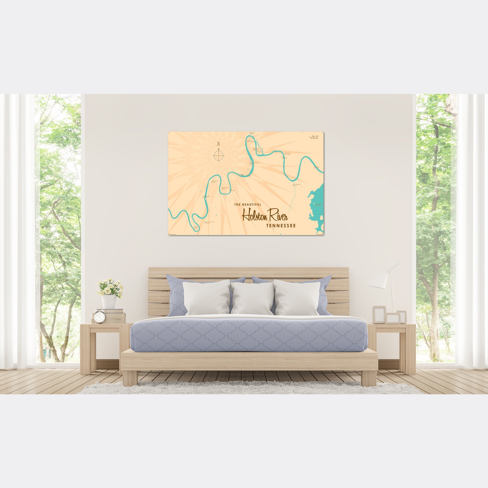 Holston River Tennessee, Metal Sign Map Art
