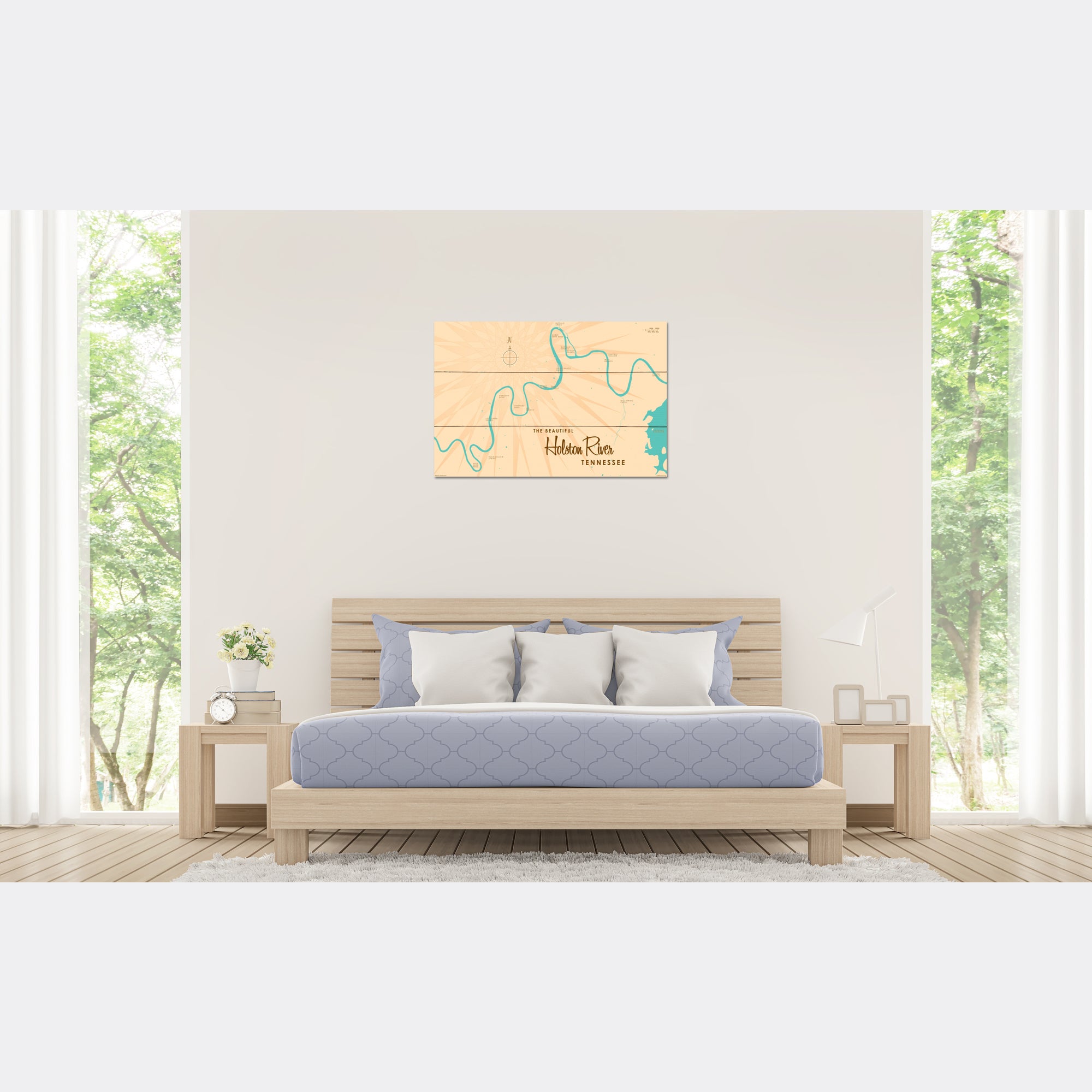 Holston River Tennessee, Wood Sign Map Art