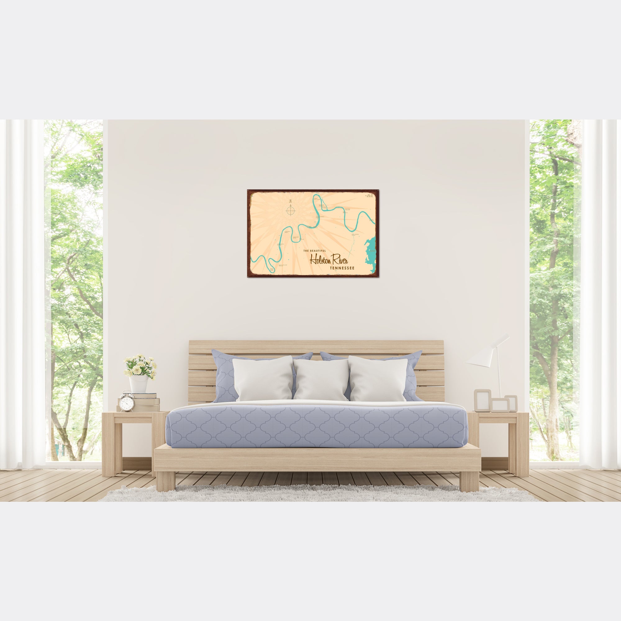 Holston River Tennessee, Rustic Metal Sign Map Art