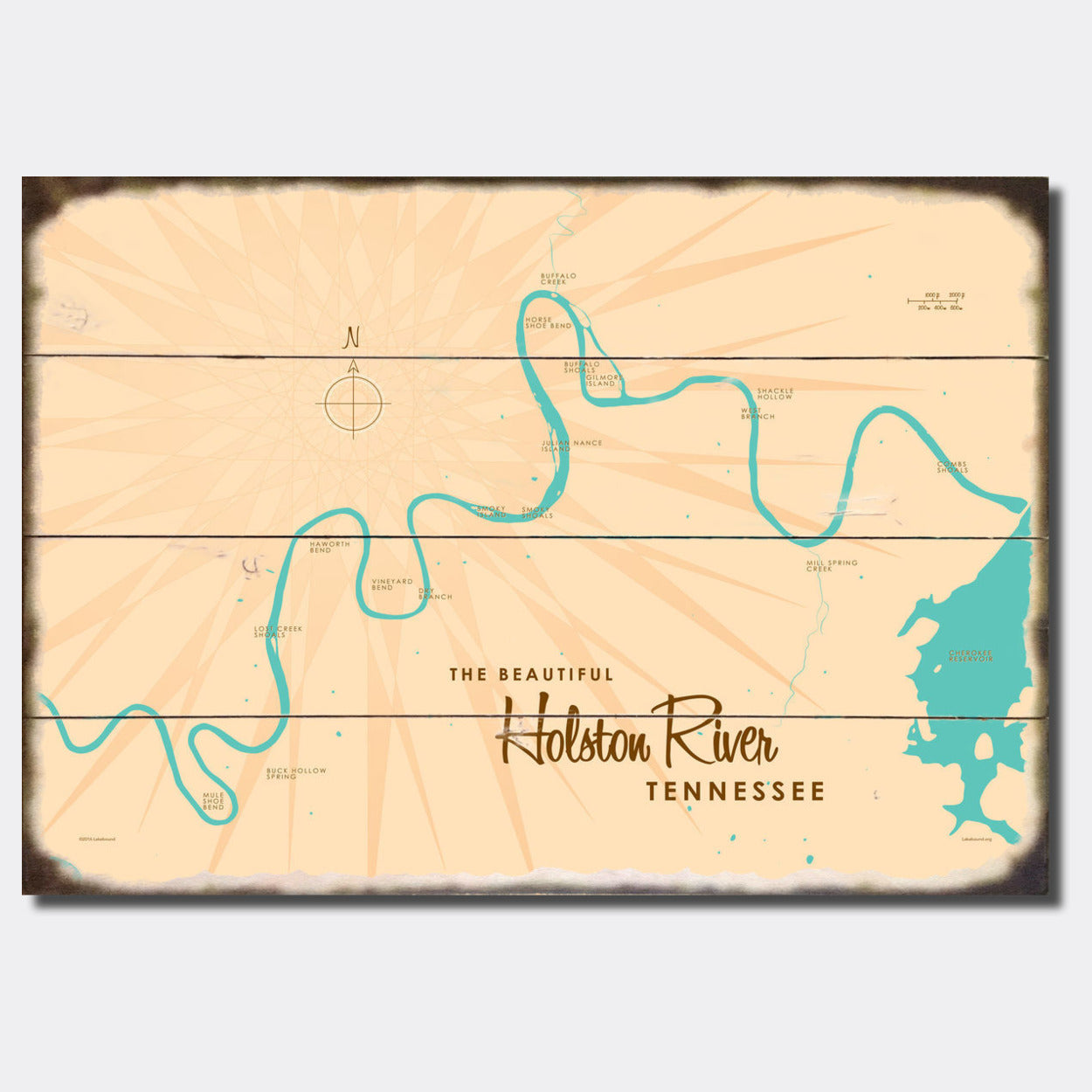 Holston River Tennessee, Sign Map Art