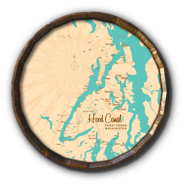 Hood Canal Washington, Barrel End Map Art