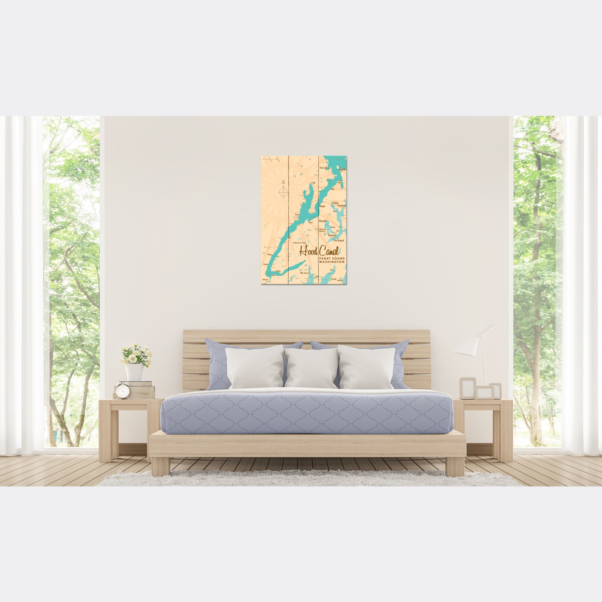 Hood Canal Washington, Wood Sign Map Art