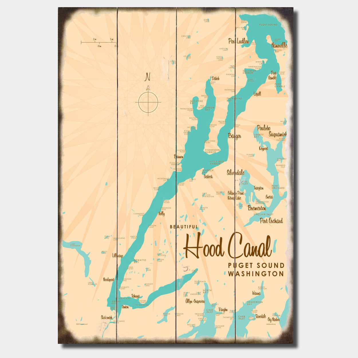 Hood Canal Washington, Sign Map Art